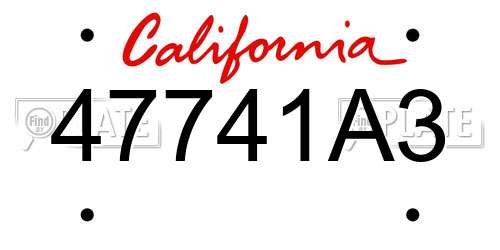 47741A3 California License Plate