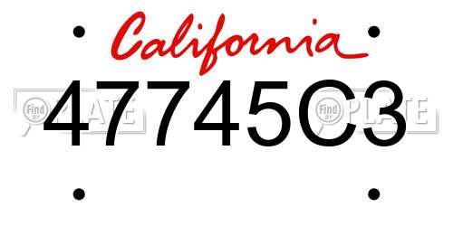 47745C3 California License Plate