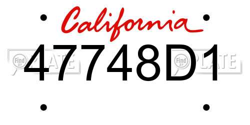 47748D1 California License Plate