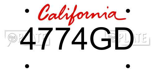 4774GD California License Plate
