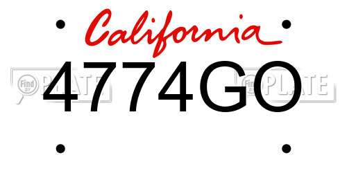 4774GO California License Plate