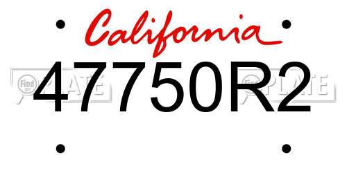 47750R2 California License Plate