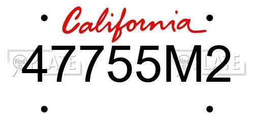 47755M2 California License Plate