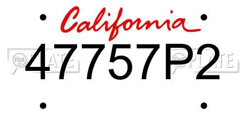 47757P2 California License Plate