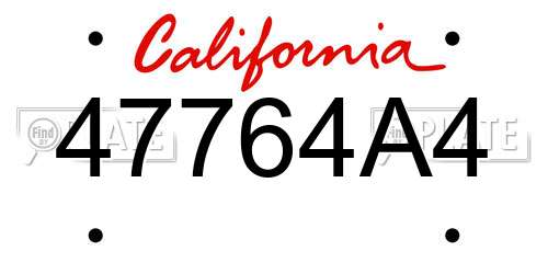 47764A4 California License Plate