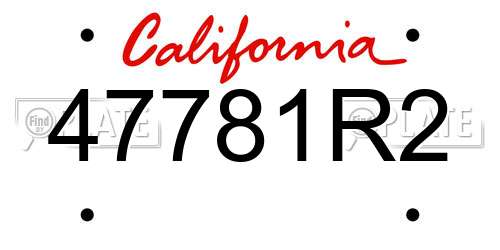 47781R2 California License Plate