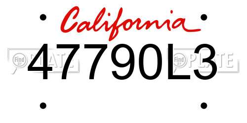 47790L3 California License Plate