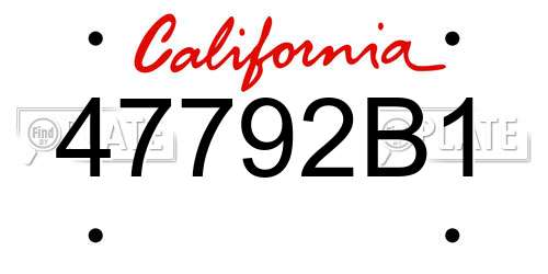 47792B1 California License Plate