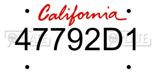 47792D1 California License Plate