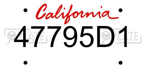47795D1 California License Plate