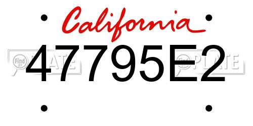 47795E2 California License Plate