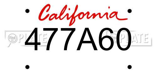 477A60 California License Plate
