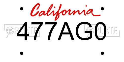 477AG0 California License Plate