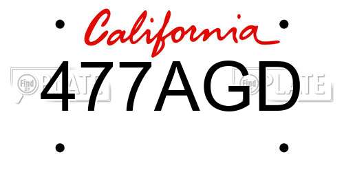 477AGD California License Plate