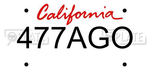 477AGO California License Plate