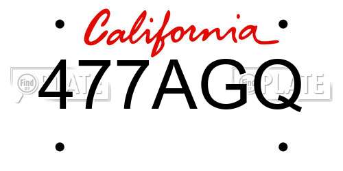 477AGQ California License Plate