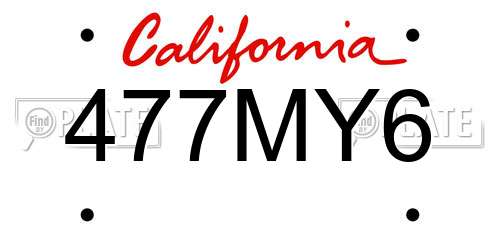 477MY6 California License Plate