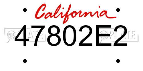 47802E2 California License Plate