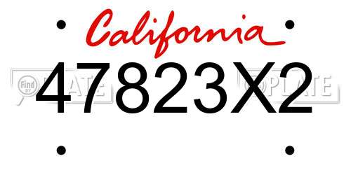 47823X2 California License Plate