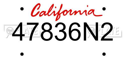 47836N2 California License Plate