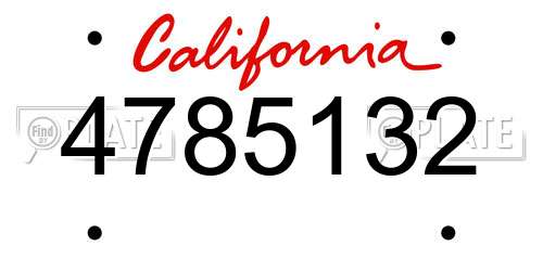 4785132 California License Plate