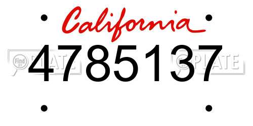 4785137 California License Plate