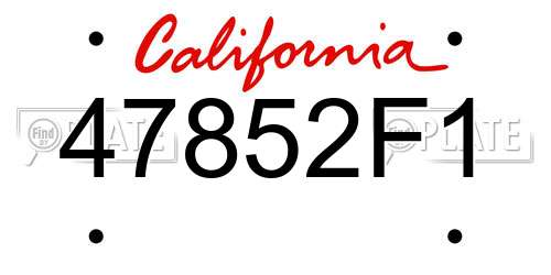 47852F1 California License Plate