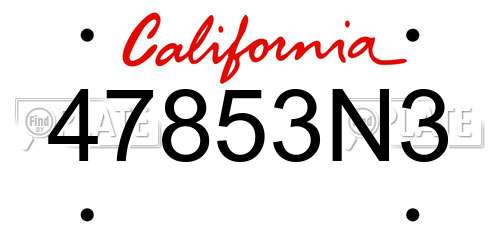 47853N3 California License Plate