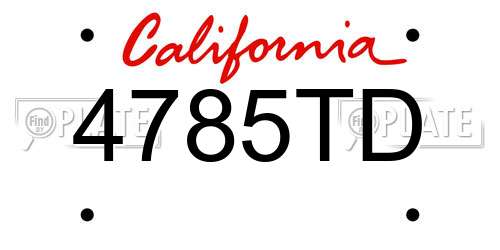 4785TD California License Plate
