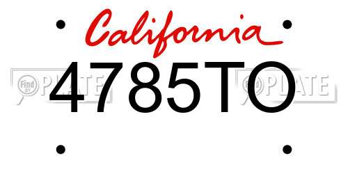 4785TO California License Plate