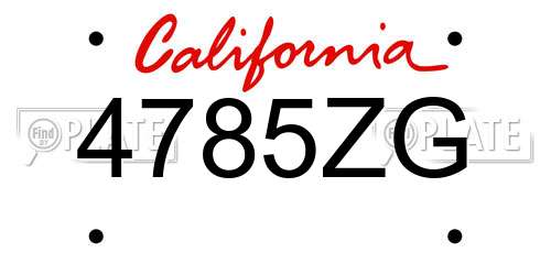 4785ZG California License Plate