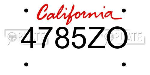 4785ZO California License Plate