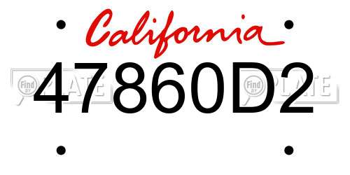 47860D2 California License Plate