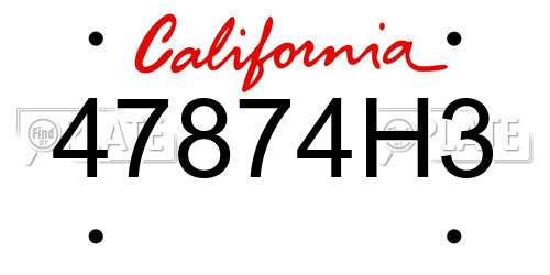 47874H3 California License Plate
