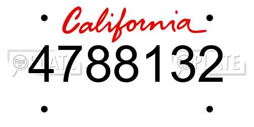 4788132 California License Plate
