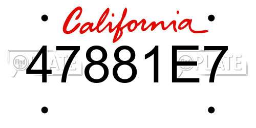47881E7 California License Plate