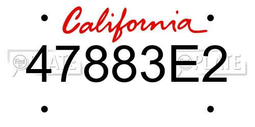 47883E2 California License Plate