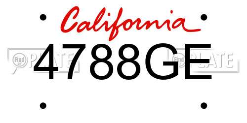 4788GE California License Plate