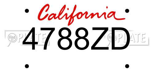 4788ZD California License Plate