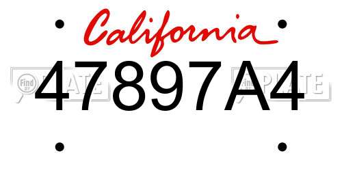 47897A4 California License Plate