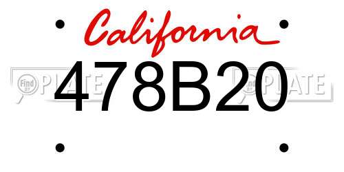 478B20 California License Plate