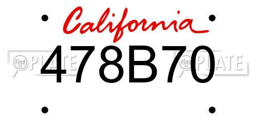478B70 California License Plate
