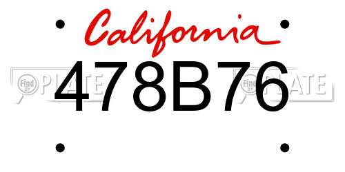 478B76 California License Plate