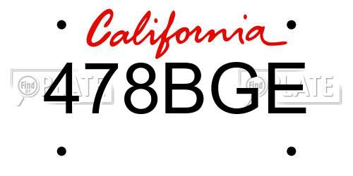 478BGE California License Plate