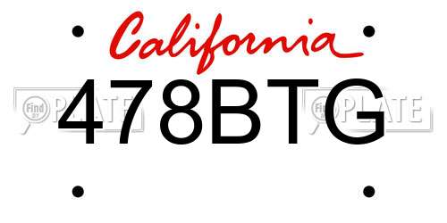 478BTG California License Plate