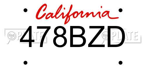 478BZD California License Plate