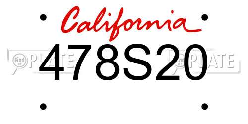 478S20 California License Plate