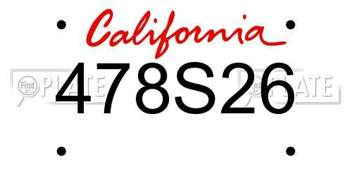 478S26 California License Plate
