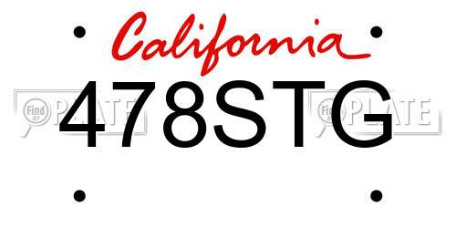 478STG California License Plate