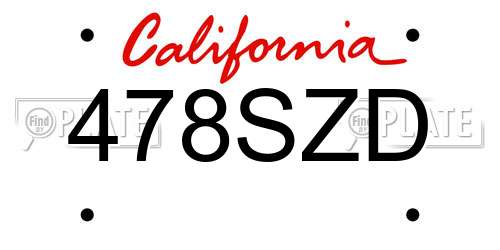478SZD California License Plate